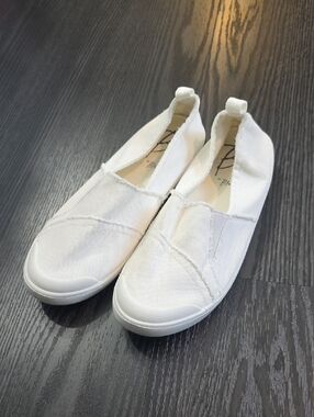 Women's White Canvas Slip-On Sneakers